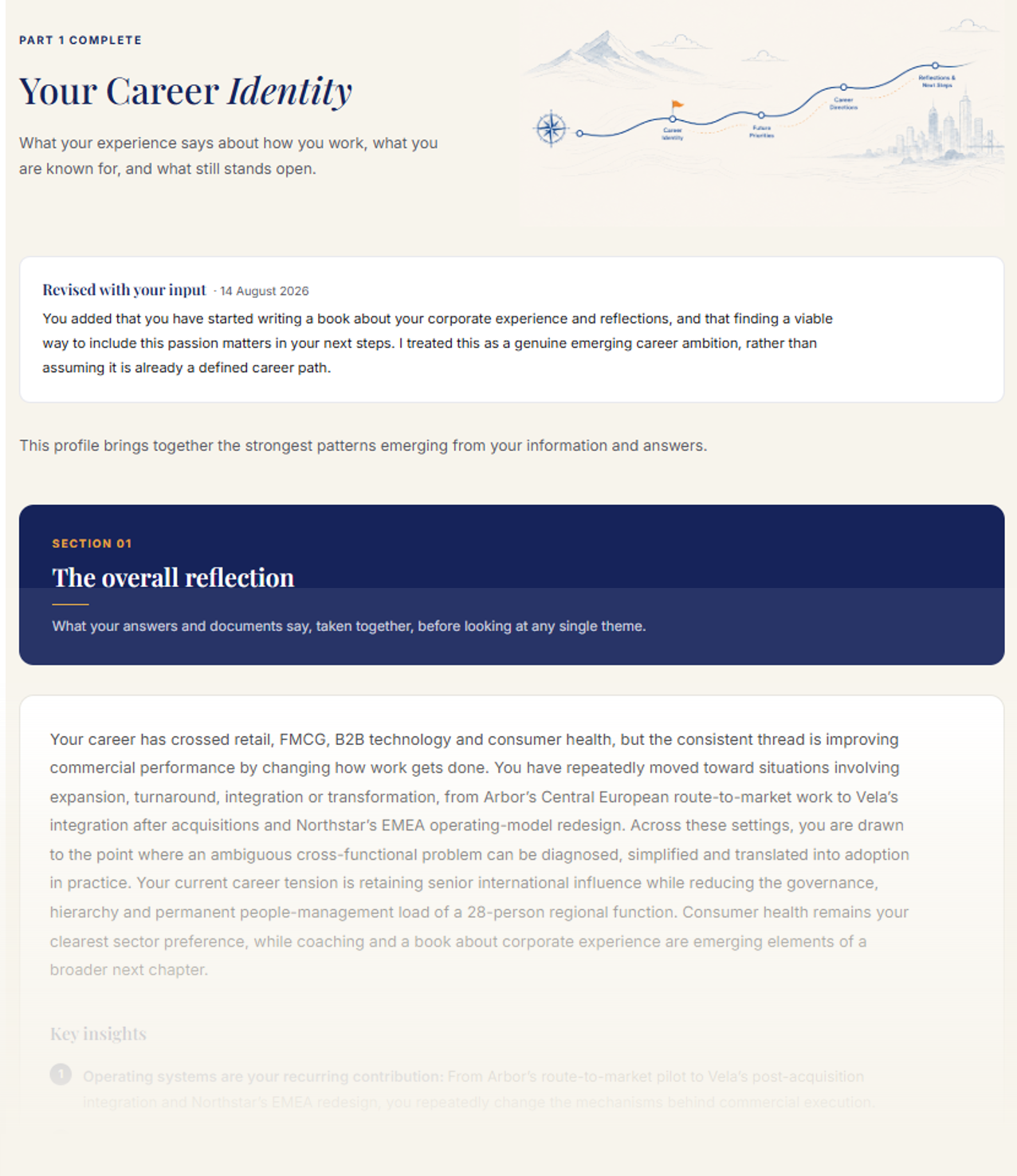 Career Identity sample report, page 1